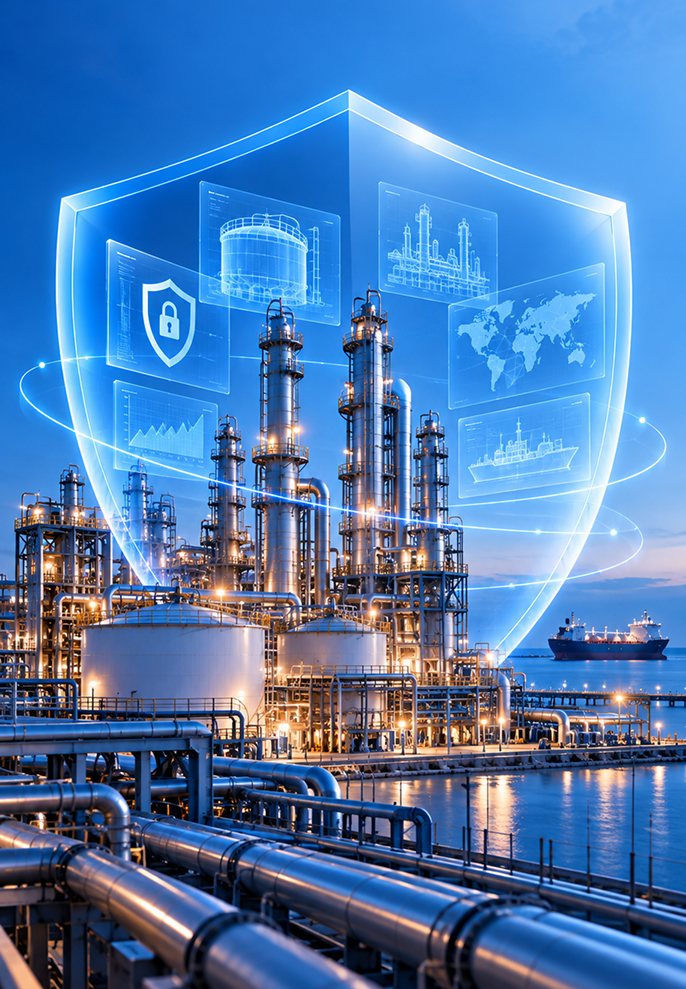 Oil and gas facility protected by security shield